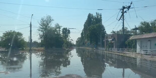 Geflutete Strasse