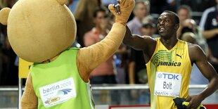 Das Foto zeigt den Sprinter Usain Bolt bei der WM 2009 im Berliner Olympiastadion.