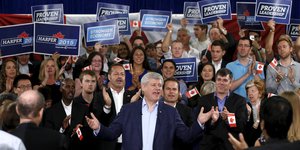 Kanadas Premier Stephen Harper bei einer Wahlveranstaltung.