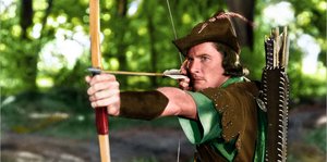 Robin Hood, mit Pfleil und Bogen