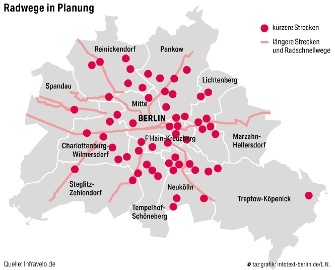 Grafik geplante Radwege in Berlin