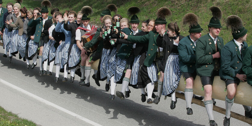 Bayern auf einem Maibaum