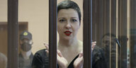 Maria Kalesnikova in Handschellen bei einem Gerichtstermin in Minsk, 6. September 2021