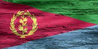 Aufgemalte Flagge Eritreas auf einer Hauswand