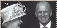 Queeen Elizsabeth und Prinz Phillipp auf einer Briefmarke