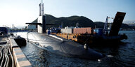 Das Atomuboot, die USS Kentucky, in liegt im Hafen von Busan
