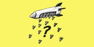 Ein Flugzeug wirft Streubomben ab