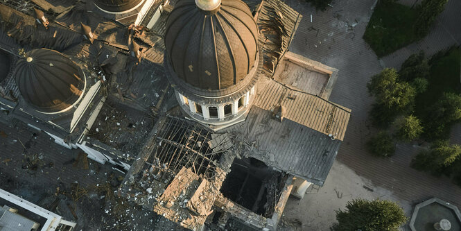 Die Verklärungskathedrale von Odessa ist nach Raketenangriffen stark beschädigt