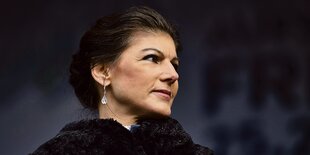 Porträt der Linkenpolitikerin Sahra Wagenknecht in Farbe