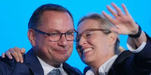 AfD Führung Tino Chrupalla und Alice Weidel.