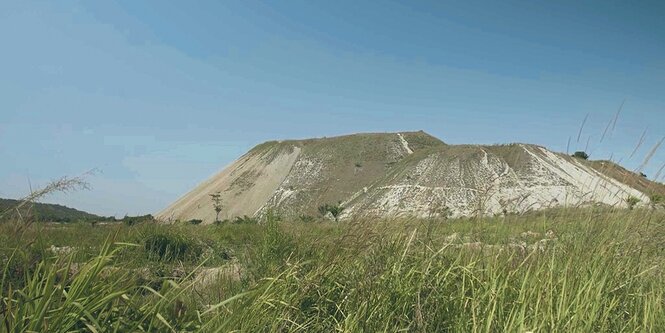 ABraumberg in einer Landschaft, Gras davor