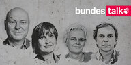 Porträts von Achim Truger, Anja Krüger, Ulrike Herrmann und Stefan Reinecke