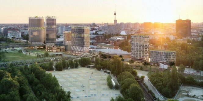 Simulation der Neubauten am Gleisdreieckspark