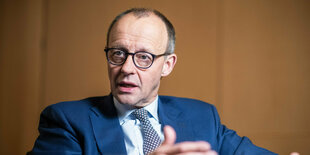 CDU Fraktionschef Friedrich Merz hebt gestikulierend die Hände