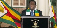 Emmerson Mnangagwa, Präsident von Simbabwe, spricht auf einer Pressekonferenz