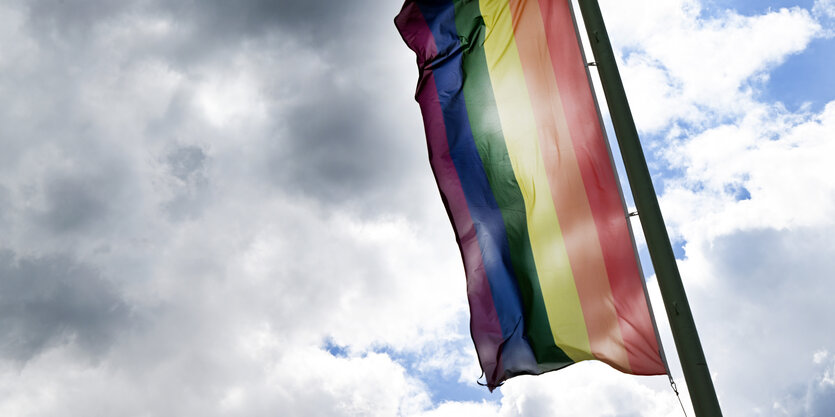 Regenbogenfahne im Wind