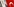 Türkische Flagge, dahinter Konterfei des Regierungschefs.