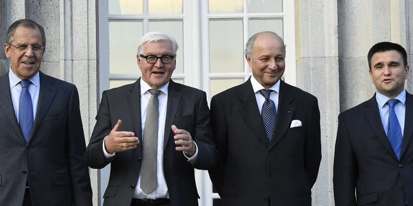 Sergej Lawrow, Frank-Walter Steinmeier, Laurent Fabius, Pavlo Klimkin in Berlin