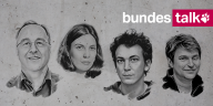 Porträts der Podcaster: Eberhard Seidel, Erica Zingher, Christian Jakob und Bernd Pickert