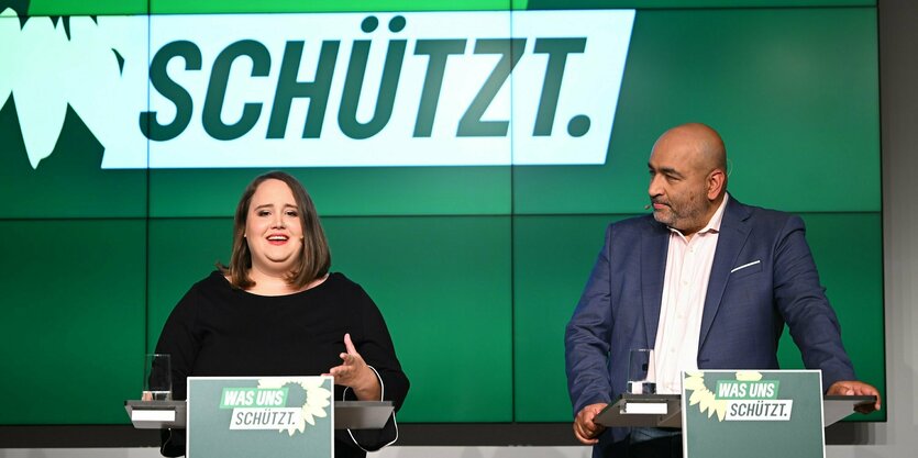 Die Grünen-Parteivorsitzenden Ricarda Lang und Omid Nouripour am Donnerstag in Berlin