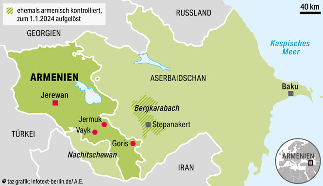 Graphik von Armenien, Aserbaidschan und Bergkarabach