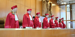 Das Bundesverfassungsgericht in Karlsruhe bei einer Verhandlung.