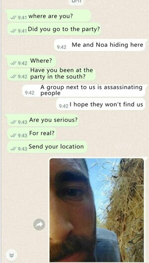 Ein Screenshot des letzten Kontakts zwischen Avinatan Or und einem Freund auf Whatsapp
