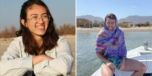 Privatfotos von zwei Personen, Noa Argamani und ihr Freund Avinatan Or, die nach Gaza verschleppt wurden