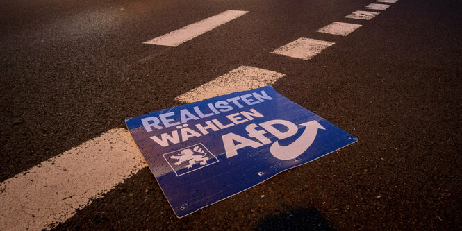 Wahlplakat auf der Straße.