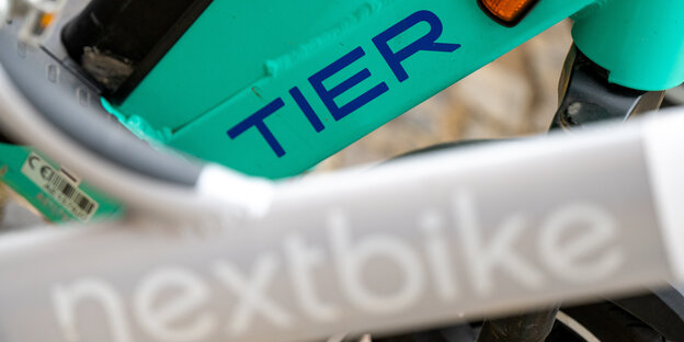 Ausschnitt von Rädern mit Beschriftung "Tier" und "Nextbike"