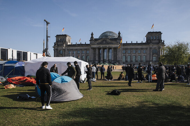 Zeltcamp vor dem Deutschen Bundestag