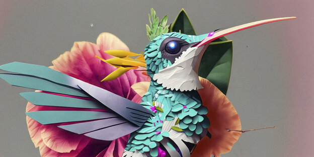 KI-generierte Kunst zeigt einen Vogel.