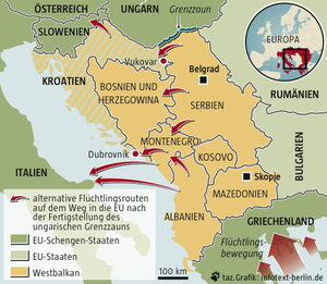 Alternative Fluchtrouten auf dem Weg in die EU nach Fertigstellung des ungarischen Grenzzauns