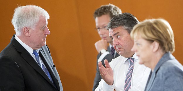Horst Seehofer, Sigmar Gabriel und Angela Merkel