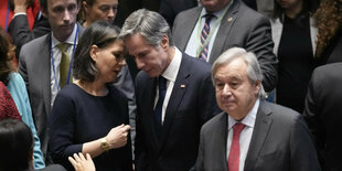 Baerbock, Blinken und Guterres