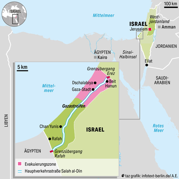 Eine Grafik von Israel und dem Gaza-Streifen