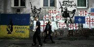 Wandgemälde in Tiflis zeigen die Unterstützung für die Ukraine und für Giorgi Antsukhelidze, einen Soldaten, der während des Krieges zwischen Russland und Georgien getötet wurde