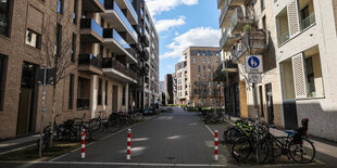 Verkehrsberuhigter Straßenzug in der Neuen Mitte Altona