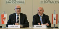 Dietmar Woidke und Kai Wegner bei der Pressekonferenz nach der Kabinettssitzung