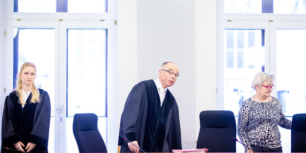 Der Vorsitzende Richter Serra de Oliveira auf der Richterbank im Landgericht Braunschweig.