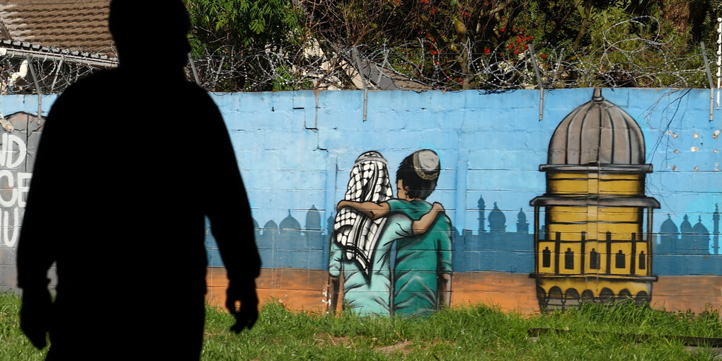 Ein Wandbild für Frieden zwischen Palestina und Israel in Kapstadt