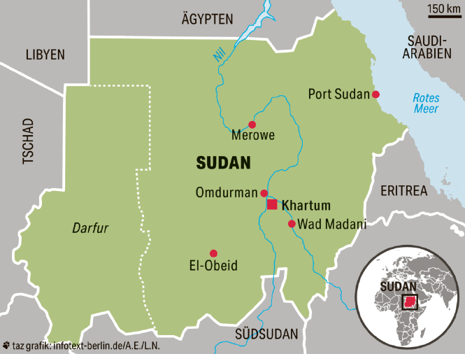 Eine Karte von Sudan