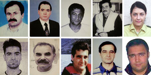 Zehn undatierte Portraitfotos der NSU-Opfer.