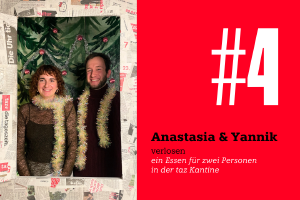 Anastasia Zejneli und Yannik Achternbosch stehen in der geöffneten Tür