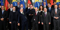 Gruppenbild mit einem lachenden Lula da Silva