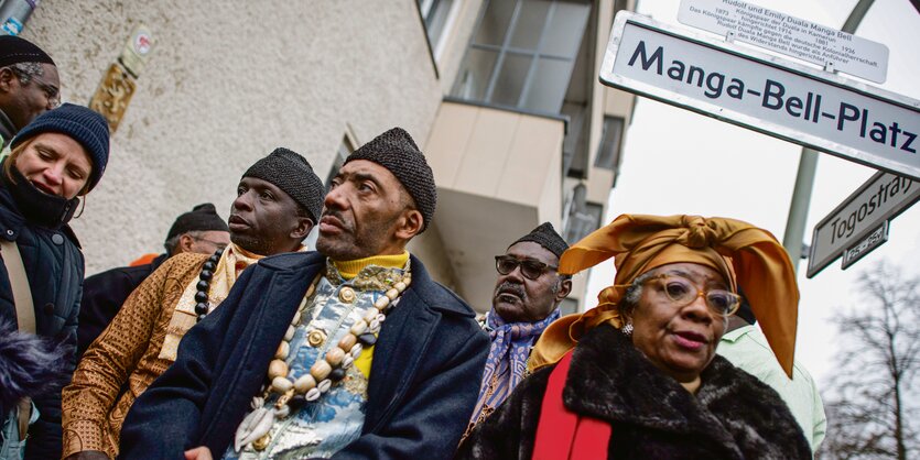 Feierlichkeiten mit König Jean-Yves Eboumbou Douala Bell aus Kamerun