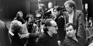 Heiner Müller und andere bei den Proben zu "Hamletmaschine" am DT, im März 1990