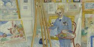 Gemälde von James Ensor, der sich selbst mit Totenkopf porträtierte