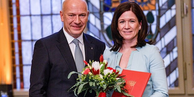 Berlins Regierender Bürgermeister Kai Wegner und die Bildungssenatorin Katharina Günther-Wünsch