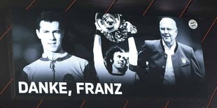 Drei Fotos von Franz Beckenbauer als Collage montiert